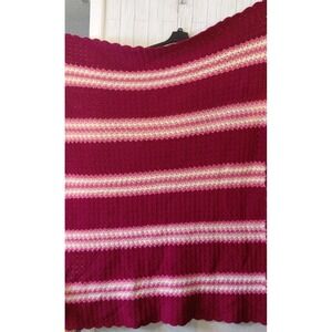 Handmade Vintage Crocheted Pink Zigzag Trow Blanket Retro Cottagecore Coquette